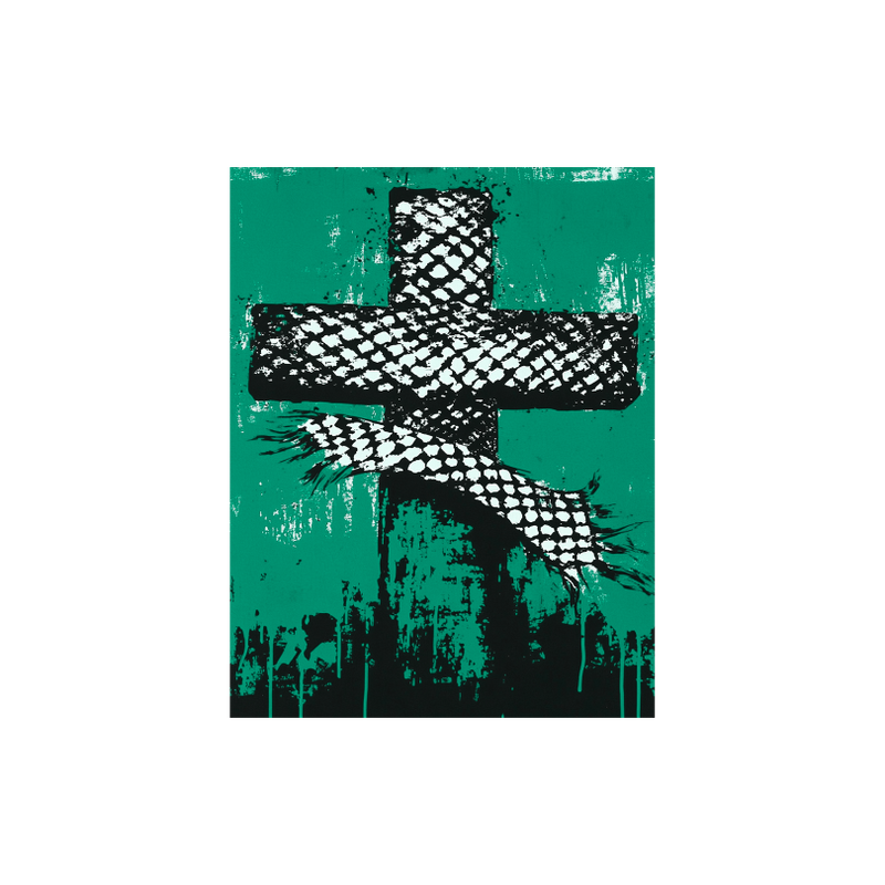 Keffiyeh Cross – Green (Digital Poster)